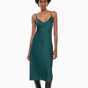 Aritizia Wilfred Only Slip Satin Midi Dress Emerald Green Size S